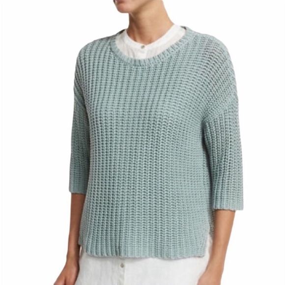 Eileen Fisher Tape-Neck Knit Top - Picture 1 of 9